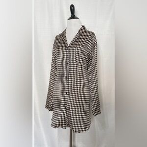 Victoria’s Secret 100% Silk Night Shirt Black & White Size Medium